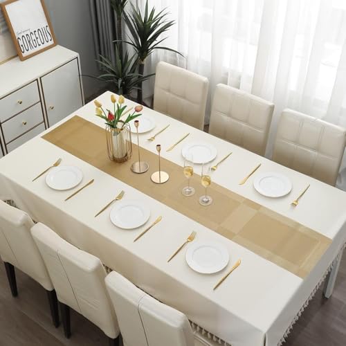 OICIA Gold PVC Table Runner 107x12 Inch, Heat-Resistant Woven Vinyl, Non-Slip Anti-Skid, Washable & Easy Clean, Durable Stain-Resistant Modern Table Decor for Dining, Kitchen & Office - Image 5