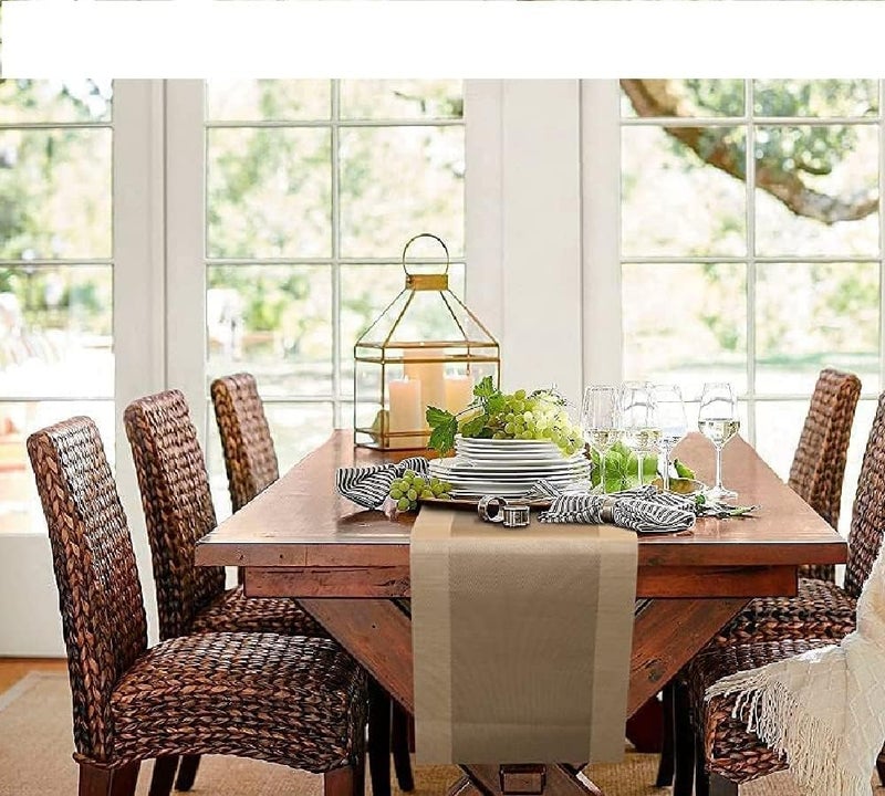 OICIA Gold PVC Table Runner 107x12 Inch, Heat-Resistant Woven Vinyl, Non-Slip Anti-Skid, Washable & Easy Clean, Durable Stain-Resistant Modern Table Decor for Dining, Kitchen & Office - Image 3