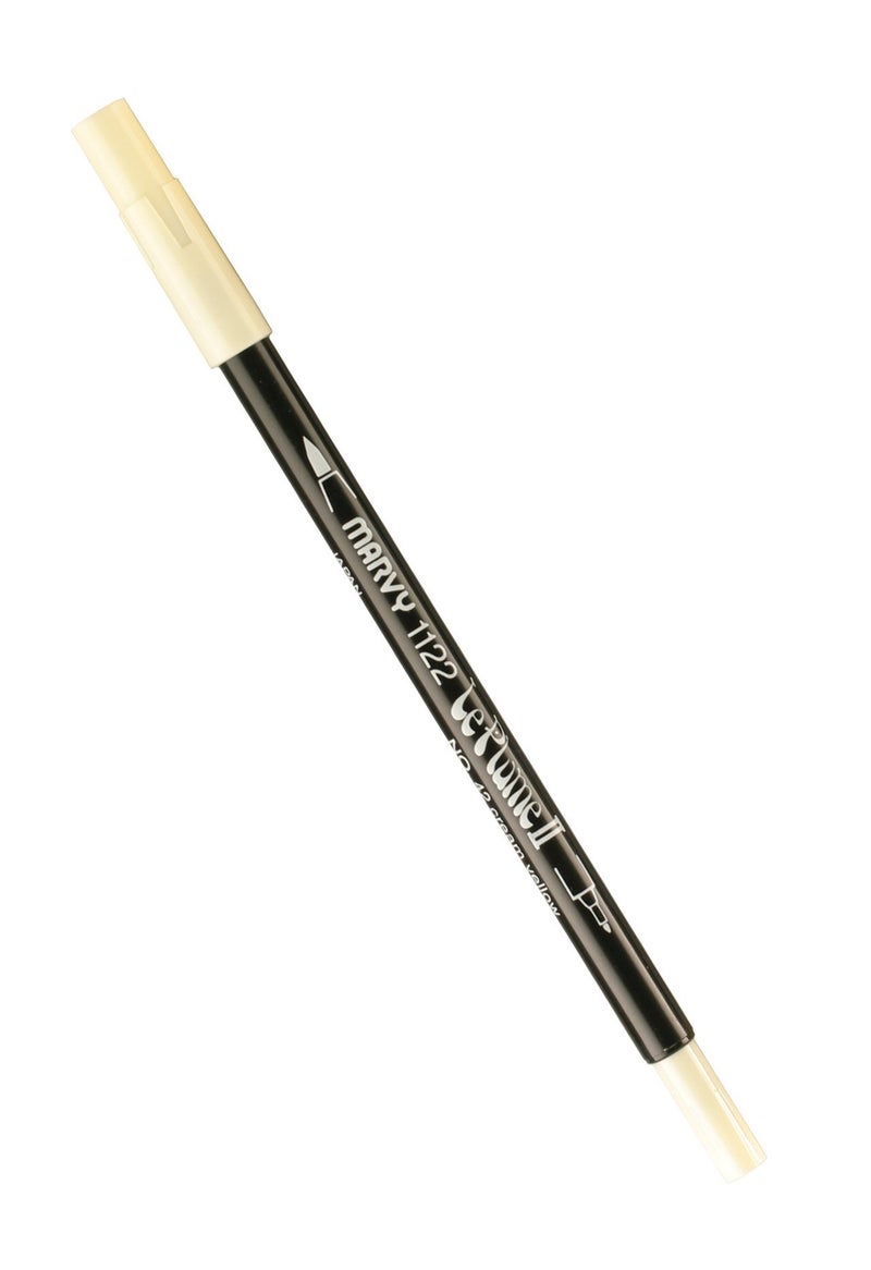 Uchida 1122-C-42 Marvy Extra Fine Tip Le Plume II Double Ender Marker Pen, Cream Yellow - Image 1