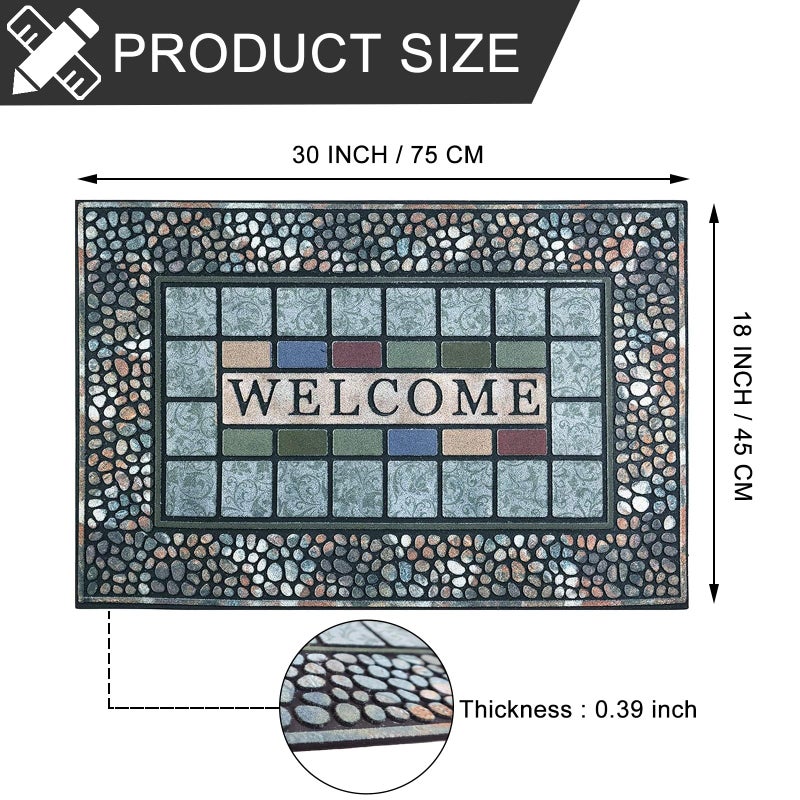 CHICHIC Rectangle Entrance Door Mat Large 18 x 30 Inch Entry Way High Traffic Area Doormat Front Door Rugs Outdoors Heavy Duty Welcome Mat, Non Slip Rubber Back Low Profile for Garage - Image 3