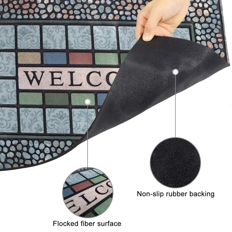 CHICHIC Rectangle Entrance Door Mat Large 18 x 30 Inch Entry Way High Traffic Area Doormat Front Door Rugs Outdoors Heavy Duty Welcome Mat, Non Slip Rubber Back Low Profile for Garage - Image 4