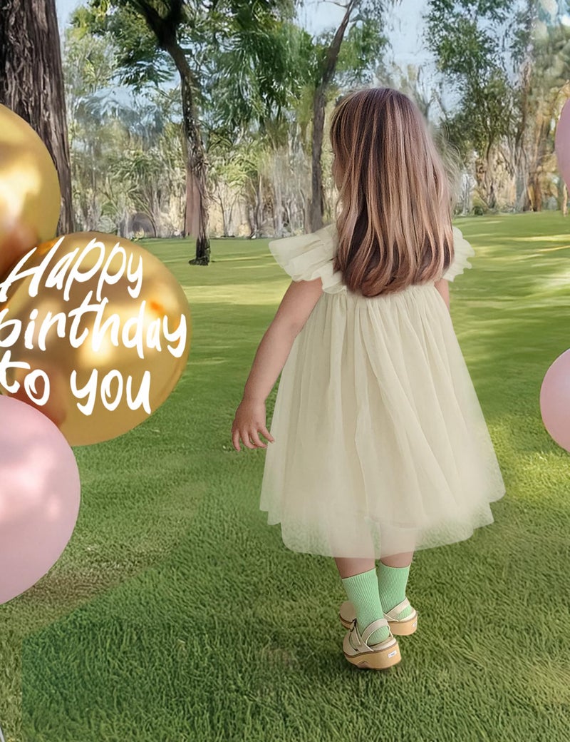 ANHDM Baby Girl First Birthday Outfit Cake Smash Short Sleeve Tulle Dresses with Flower Headband, White, 18 Months=Tag 100 - Image 3