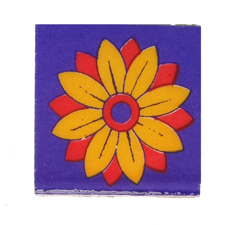 Shiv Kripa Blue Pottery Shiv Kripa Blue Art Pottery Wall Ceramic Tile Interior Exterior Crafted Tabletop Flooring Wall Floral Decorative 2 x 2 inch Tiles Pack of 20 Tiles (Blue, Red & Multi) - Image 5