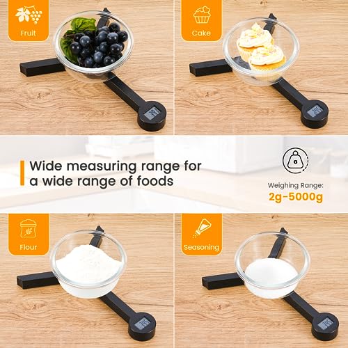BEEWIN Folding Digital Kitchen Scale, Highly Accurate Compact Portable Food Scale with LCD Display, Auto Power Off and Tare Features, for Measuring Intake of Healthy Eating People (Black) - Image 5