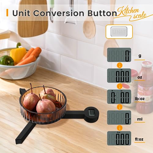 BEEWIN Folding Digital Kitchen Scale, Highly Accurate Compact Portable Food Scale with LCD Display, Auto Power Off and Tare Features, for Measuring Intake of Healthy Eating People (Black) - Image 2