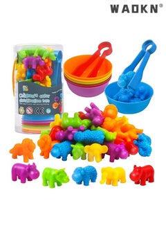 WAOKN Educational Animal Matching & Sorting Game with Colorful Bowls for Preschool Learning Activities, Montessori-Inspired Sensory STEM Toy Sets for Daycare, Ideal Gift for Toddlers and Kids Ages 3+  - Image 1