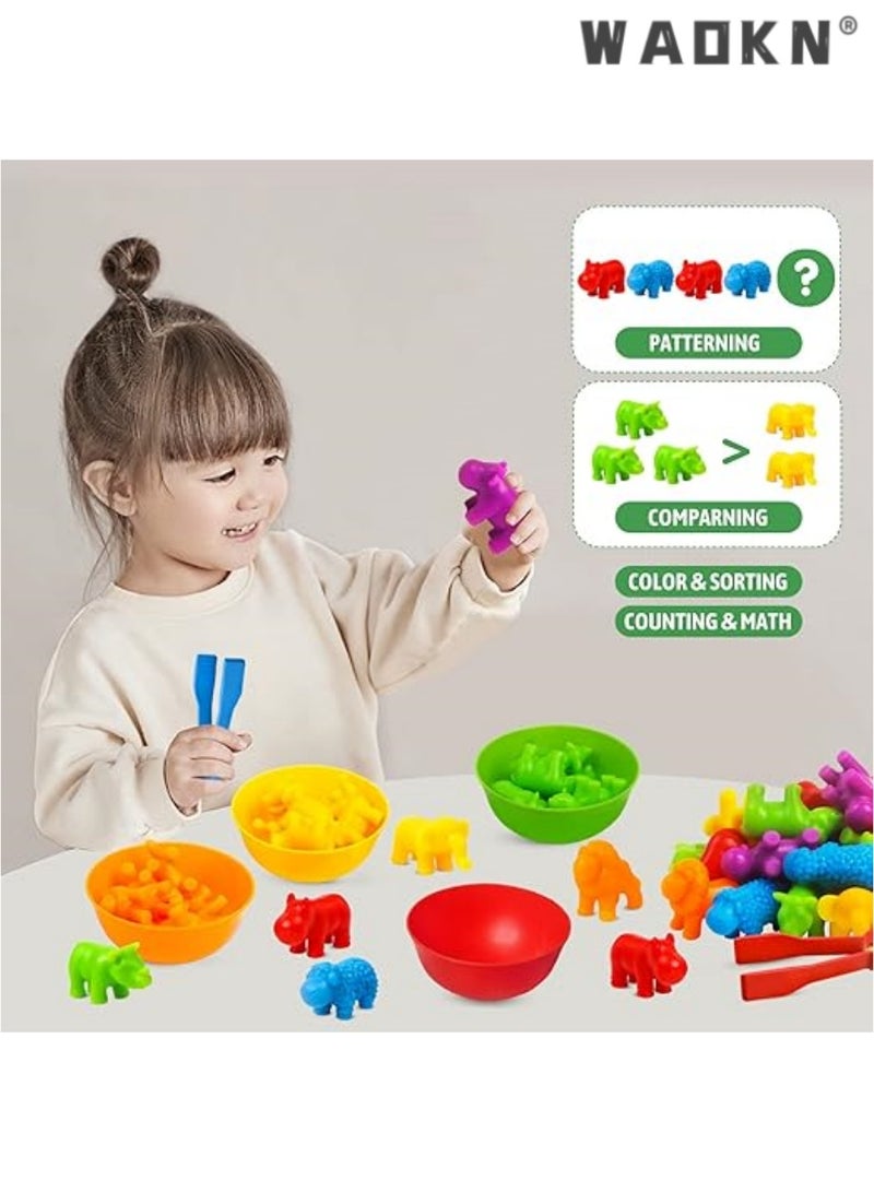 دبليو أيه أو كي أن مرحلة ما قبل المدرسة أنشطة التعلم باستخدام لون وعاء لتعليم الحيوانات مطابقة وتصنيف اللعبة ، مونتيسوري مستوحاة من الحواس STEM لعبة تناسب الرعاية النهارية ، هو هدية مثالية للأطفال و 3 سنوات من العمر - Image 5