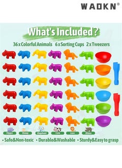 WAOKN Educational Animal Matching & Sorting Game with Colorful Bowls for Preschool Learning Activities, Montessori-Inspired Sensory STEM Toy Sets for Daycare, Ideal Gift for Toddlers and Kids Ages 3+  - Image 3