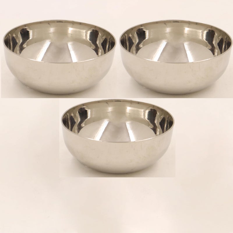 Spillbox Stainless Steel Dessert Bowl|Katori Bowl|Serving Bowl|Snacks Cup|Dessert Cup Set| Side Dish Cup|Food Grade|Mirror Finish|BPA Free -Curry Dal Cup (Pack of 3) - Image 1