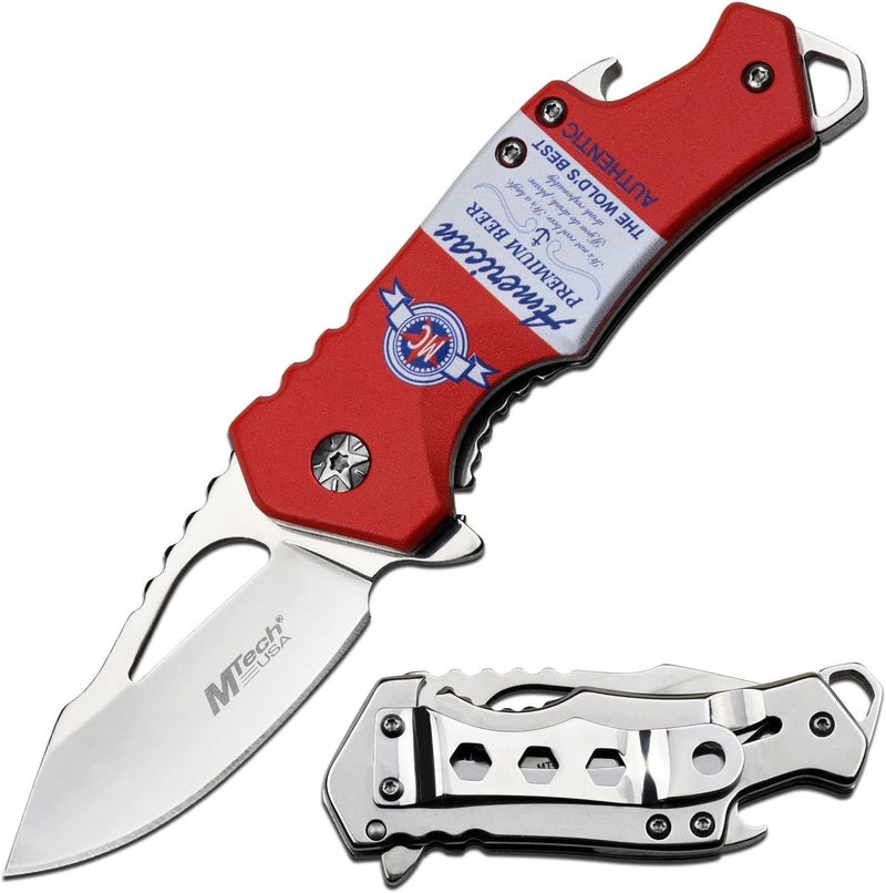 MTECH USA – Pocket Folding Knife – Fine Edge Steel Blade, Aluminum/Nylon Fiber Handle, Bottle Opener and Pocket Clip, Tactical, EDC, Self Defense- MT-A882 - Image 1