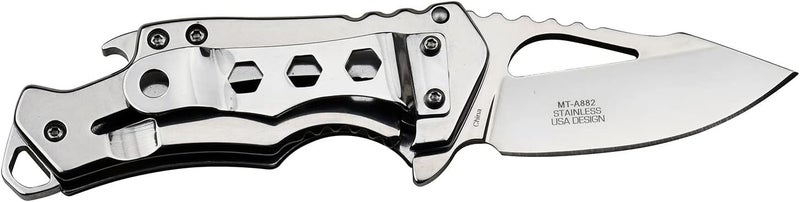 MTECH USA – Pocket Folding Knife – Fine Edge Steel Blade, Aluminum/Nylon Fiber Handle, Bottle Opener and Pocket Clip, Tactical, EDC, Self Defense- MT-A882 - Image 3