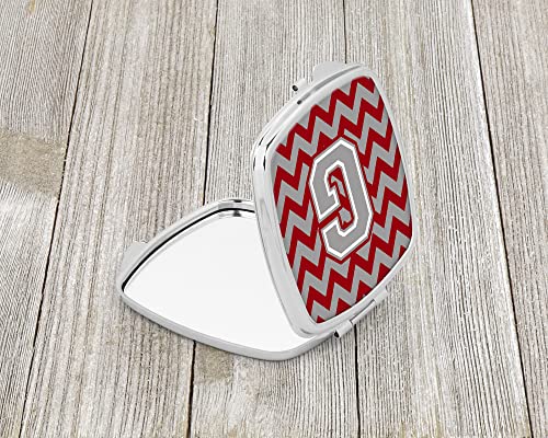 Caroline's Treasures CJ1043-GSCM Letter G Chevron Crimson and Grey Compact Mirror Decorative Travel Makeup Mirror for Women Girls Gifts Pocket Makeup Mirror Folding Handheld - Image 2