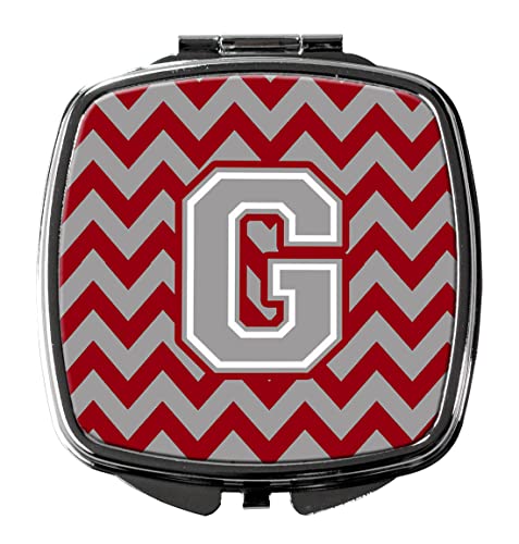 Caroline's Treasures CJ1043-GSCM Letter G Chevron Crimson and Grey Compact Mirror Decorative Travel Makeup Mirror for Women Girls Gifts Pocket Makeup Mirror Folding Handheld - Image 5