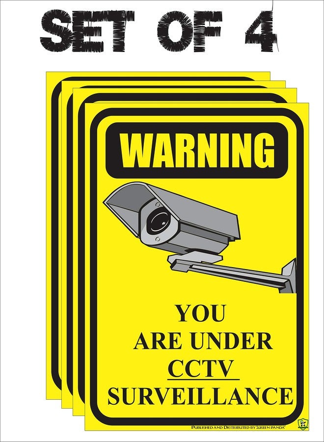 Green Panda®-CCTV Camera Surveillance Sign Board-Set Of 4-Thick cctv sign board[5mm],Pre-drilled holes. - Image 1