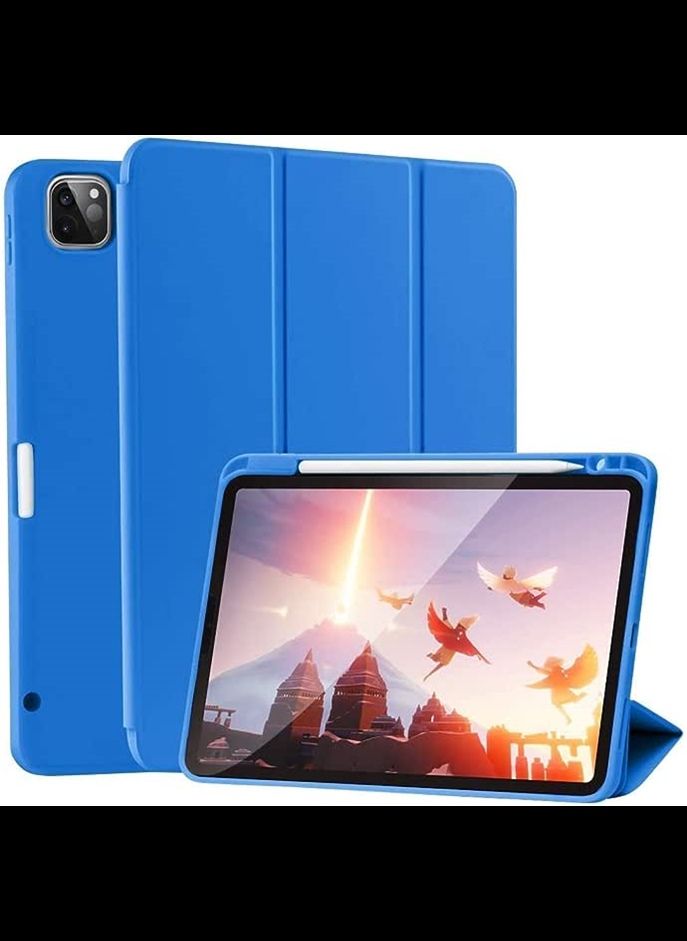 Case for iPad Pro 11 Inch 2021(3rd Gen)/2020(2nd Gen) with Pencil Holder [Support iPad 2nd Pencil Charging/Pair] Slim Trifold Stand, Smart Protective Case Cover (Surf Blue)