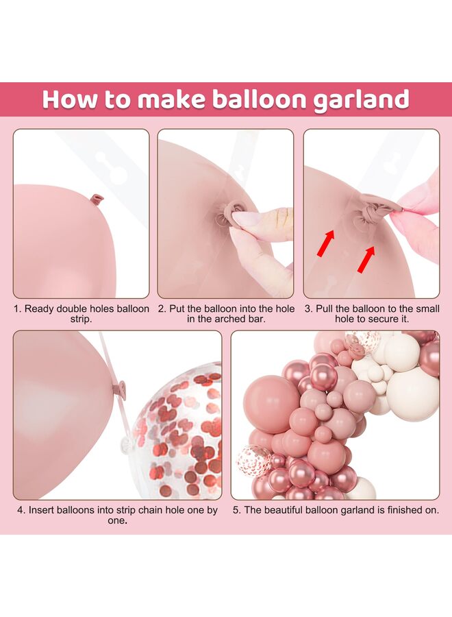 يُسلِّم بالونات وردية باهتة، 153 قطعة بأحجام مختلفة، عبوة من 18 قطعة، 12 و10 و5 بوصات، طقم قوس بالونات لاتكس لحفلات الزفاف وحفلات التخرج وأعياد الميلاد - Image 2