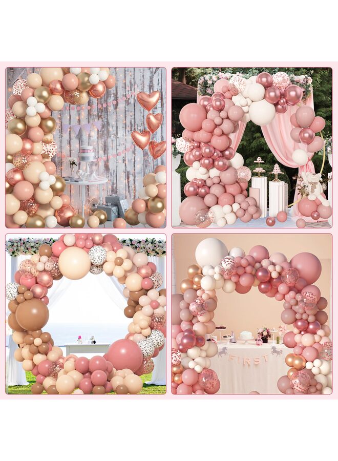 يُسلِّم بالونات وردية باهتة، 153 قطعة بأحجام مختلفة، عبوة من 18 قطعة، 12 و10 و5 بوصات، طقم قوس بالونات لاتكس لحفلات الزفاف وحفلات التخرج وأعياد الميلاد - Image 5