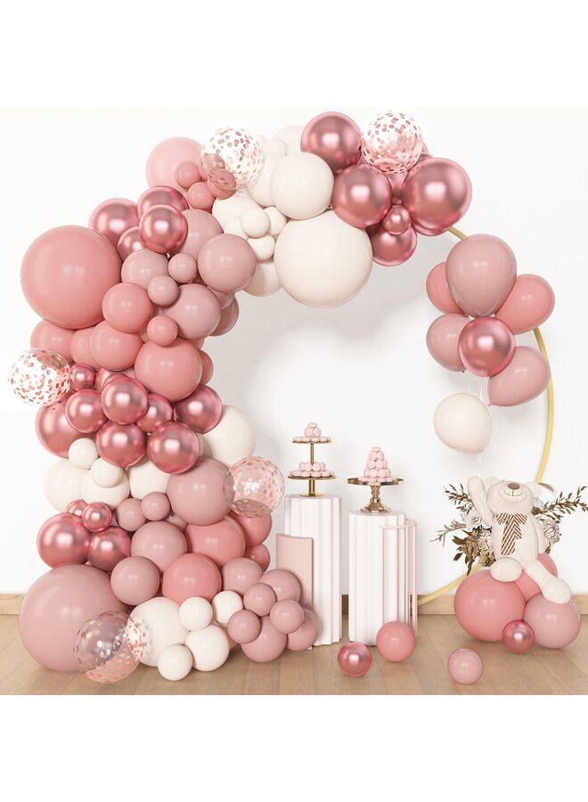يُسلِّم بالونات وردية باهتة، 153 قطعة بأحجام مختلفة، عبوة من 18 قطعة، 12 و10 و5 بوصات، طقم قوس بالونات لاتكس لحفلات الزفاف وحفلات التخرج وأعياد الميلاد - Image 1