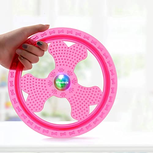 Wandrola Flying Disc Dog Sport Toy with Flashing LED Lights, Light Up Pet Disk for Ultimate Night Time Play, Pink - Image 3