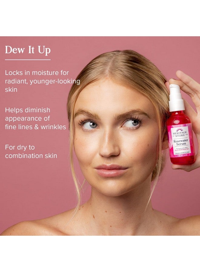 هيرتدج ستور سيروم الوجه بماء الورد من هيريتيج ستور، 1% حمض الهيالورونيك - ترطيب عميق للعناية بالبشرة الجافة/المختلطة - يقلل من ظهور الخطوط الدقيقة والتجاعيد، ويضيف توهجًا طبيعيًا - مضاد للحساسية، نباتي، 2 أونصة - Image 2