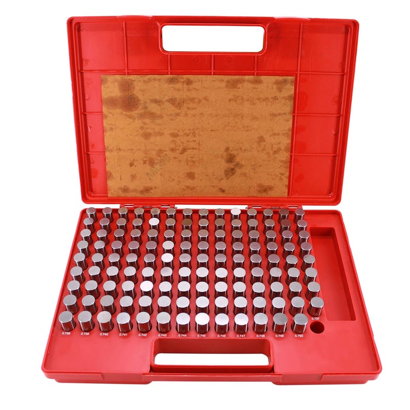 HFS (R) M4 Plus Steel Pin Gage Set with Storage Case for Carpenters and Home Improvement 125 PCS 0.626-0.750" - Image 1