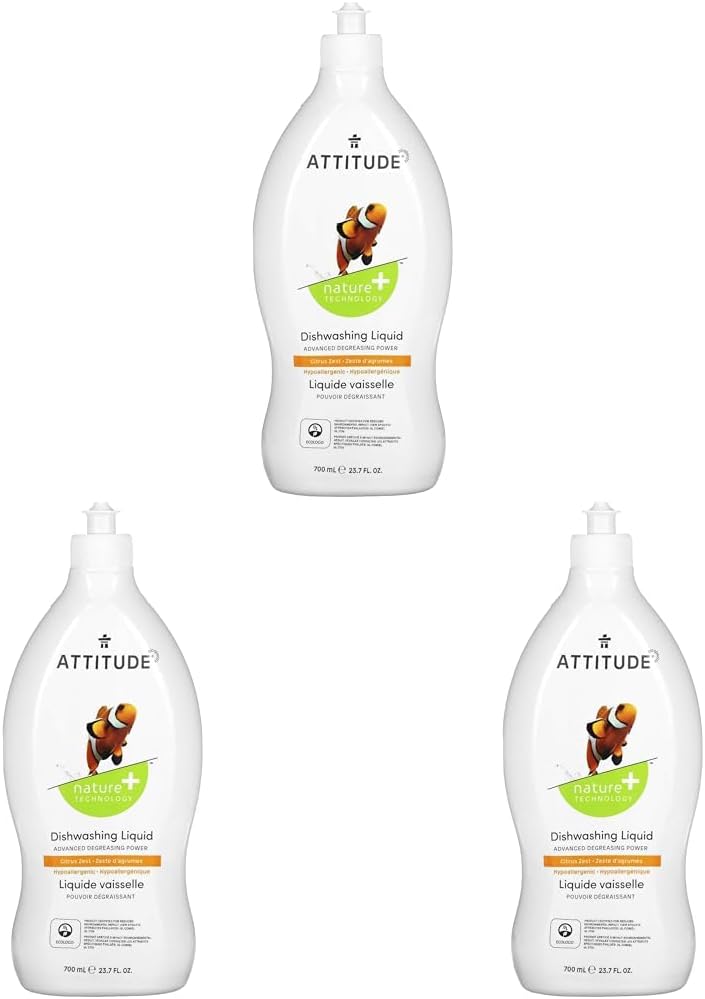 ATTITUDE Dishwashing Liquid 700 ml, Citrus Zest (Pack of 3)