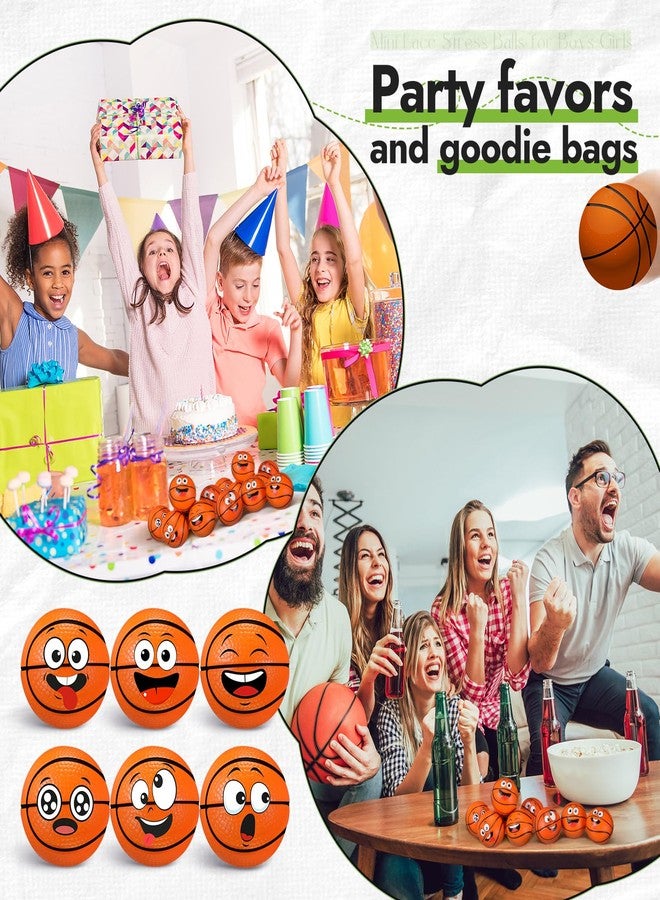 Arrowbash 12 Pcs Mini Face Stress Balls for Boys Girls Sport Funny Face Squeeze Foam Balls for Stress and Anxiety Relief for Party Favors Birthday Gift Decoration(Basketball) - Image 2