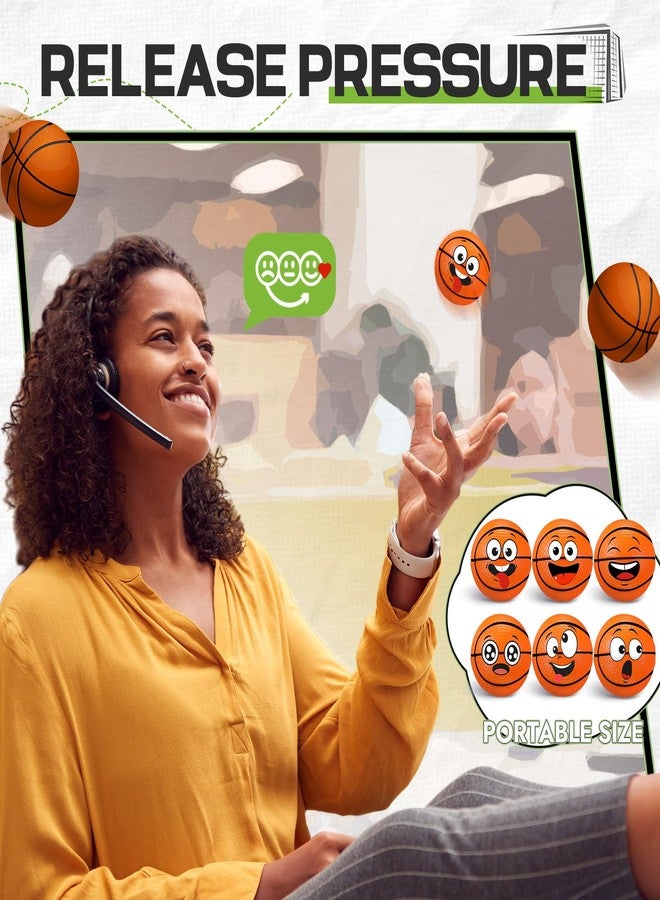 Arrowbash 12 Pcs Mini Face Stress Balls for Boys Girls Sport Funny Face Squeeze Foam Balls for Stress and Anxiety Relief for Party Favors Birthday Gift Decoration(Basketball) - Image 3