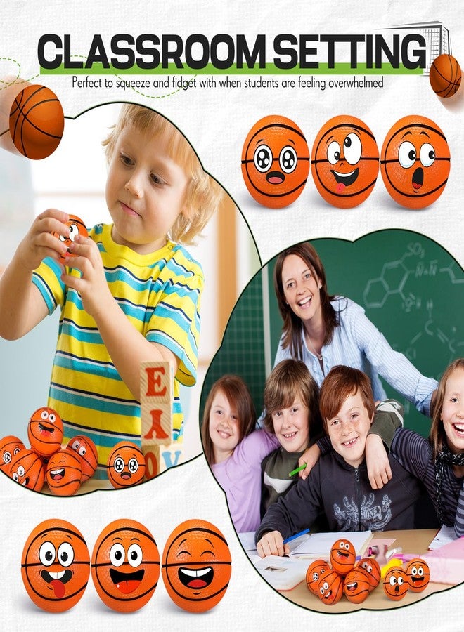Arrowbash 12 Pcs Mini Face Stress Balls for Boys Girls Sport Funny Face Squeeze Foam Balls for Stress and Anxiety Relief for Party Favors Birthday Gift Decoration(Basketball) - Image 4