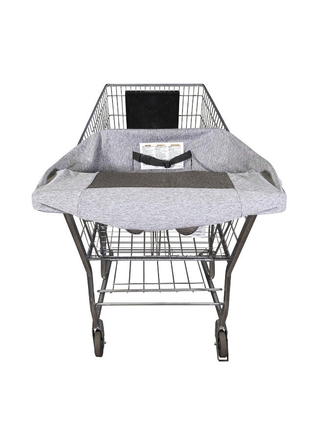 Boppy Compact Shopping Cart Cover, Antibacterial Treated, Gray Heathered with Storage Pouch, Easy-on Stretch Fabric for Single and Wide Shopping Carts and Playground Swings, 6-48 Months - Image 1