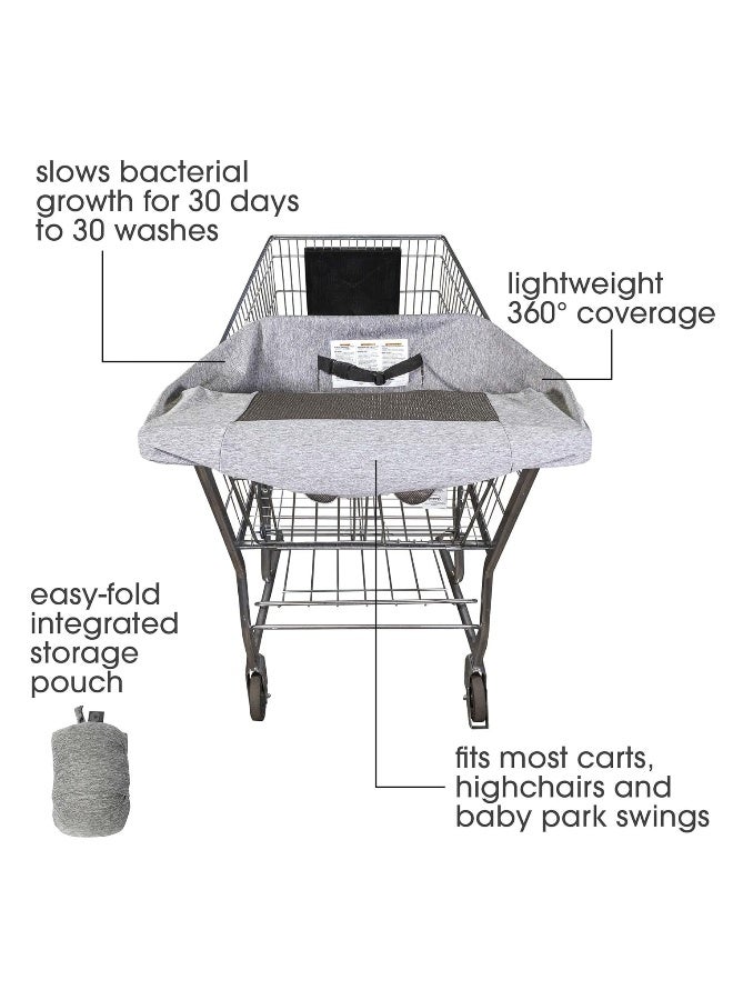 Boppy Compact Shopping Cart Cover, Antibacterial Treated, Gray Heathered with Storage Pouch, Easy-on Stretch Fabric for Single and Wide Shopping Carts and Playground Swings, 6-48 Months - Image 2