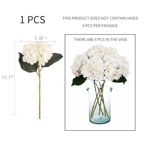 Kimura's Cabin 6pcs White Hydrangea Artificial Flowers Silk Fake Hydrangeas Faux Hydrangea Flowers with Stems for Wedding Bouquets Arrangement Home Table Centerpieces Baby Shower Party Decoration - Image 2