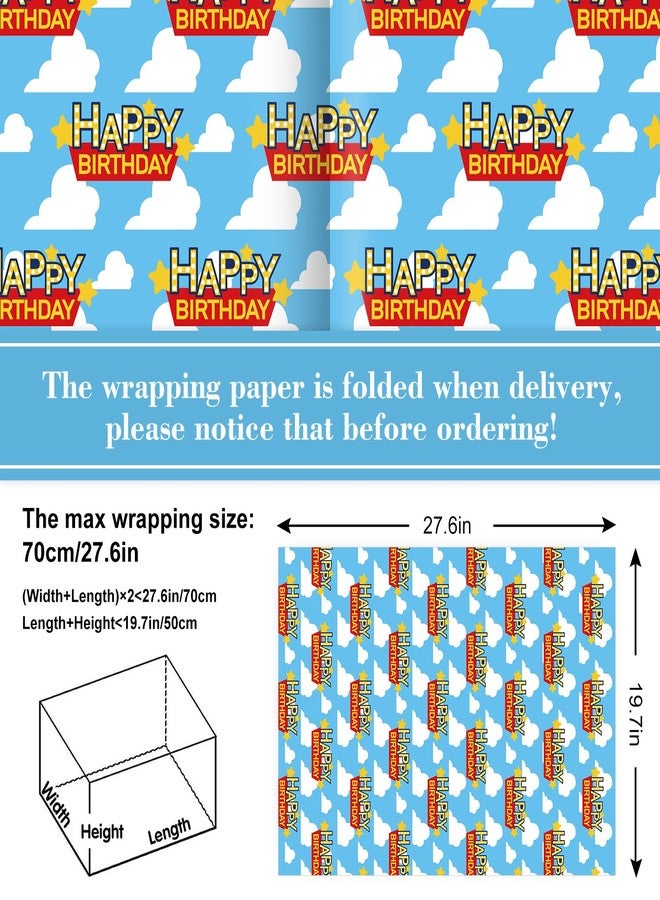FYSUIMU 12 Sheets Cartoon Story Wrapping Paper - Not Roll - Cow Print Blue Sky Cloud Gift Wrap Paper Folded Flat for Birthday Baby Shower Party DIY Crafts, 19.7 x 27.6 Inch - Image 2