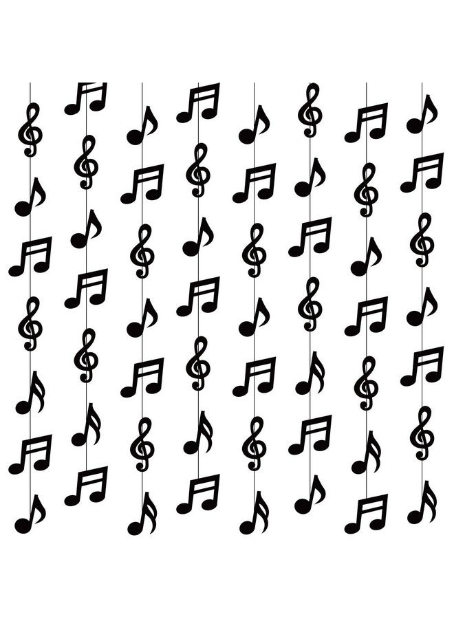 Cindeer Cindeer 8 Pcs Music Notes Party Decorations Musical Birthday Hanging Decorations Music Notes Paper Garland Banner for 50s 80s Birthday Baby Shower Wedding Party Supplies Ceiling Decor(Black)  - Image 1