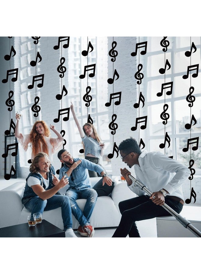 Cindeer Cindeer 8 Pcs Music Notes Party Decorations Musical Birthday Hanging Decorations Music Notes Paper Garland Banner for 50s 80s Birthday Baby Shower Wedding Party Supplies Ceiling Decor(Black)  - Image 4