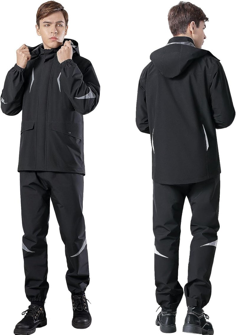 ZJchao Rain Suit, Motorcycle Rain Suit Men's Reflective Motorcycle Raincoat Set Gear For Men With Reflective Breathable Raincoat For Outdoor (XXL) (XL) - Image 4
