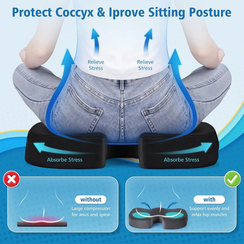 AMINAC Office Chair Seat Cushion, Cooling Gel Enhanced Memory Foam Cushion for Long Sitting—For Back, Tailbone Support, Office Chair, Car Seat, and more - Image 4