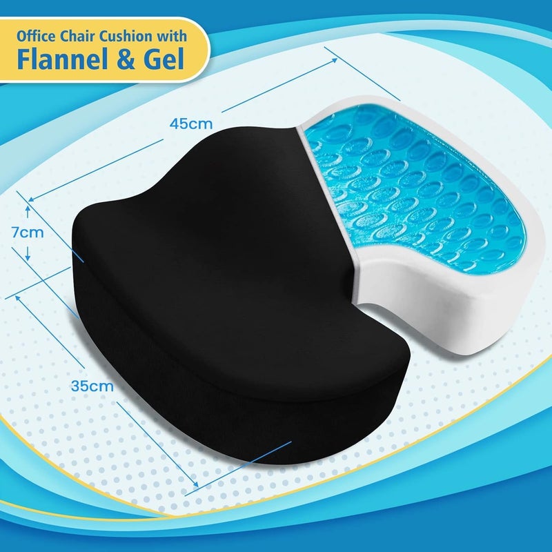 AMINAC Office Chair Seat Cushion, Cooling Gel Enhanced Memory Foam Cushion for Long Sitting—For Back, Tailbone Support, Office Chair, Car Seat, and more - Image 2