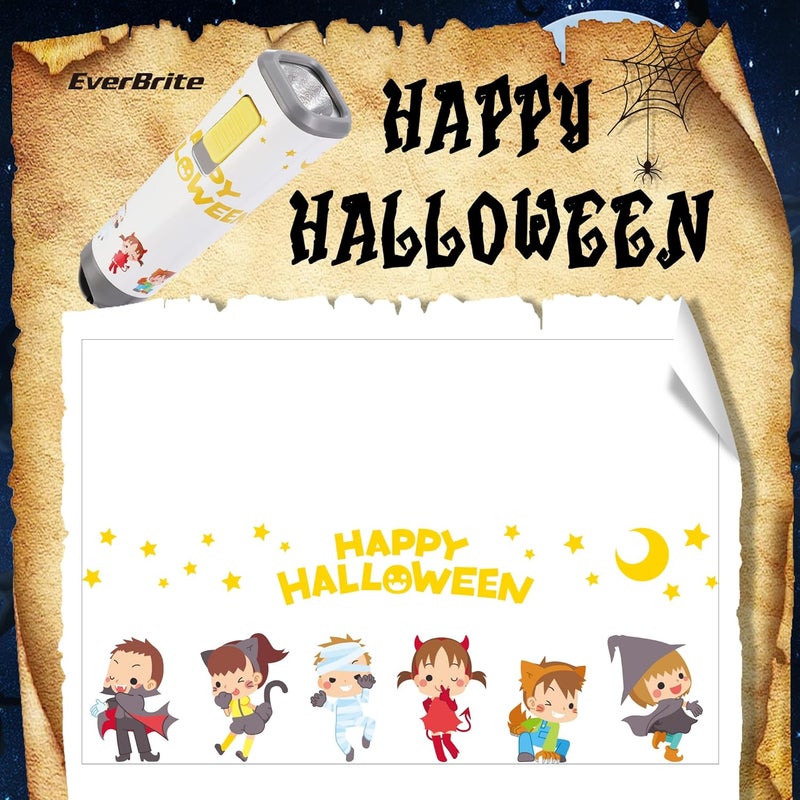 EverBrite Halloween Flashlights Halloween Gifts, Small LED Flash Light Handheld Torch with Lanyard 3AAA Battery Included, 1 Pack-White - Image 2