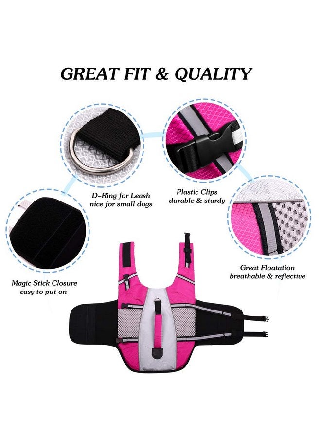 Queenmore Dog Life Jacket Swimming Vest Small Medium Dogs Neoprene Water Boating Life Preserver Lightweight Reflective Cat Puppy Kayaking Lifesaver for Yorkshire Terrier,Chihuahua,Teacup (Pink,XS) - Image 2