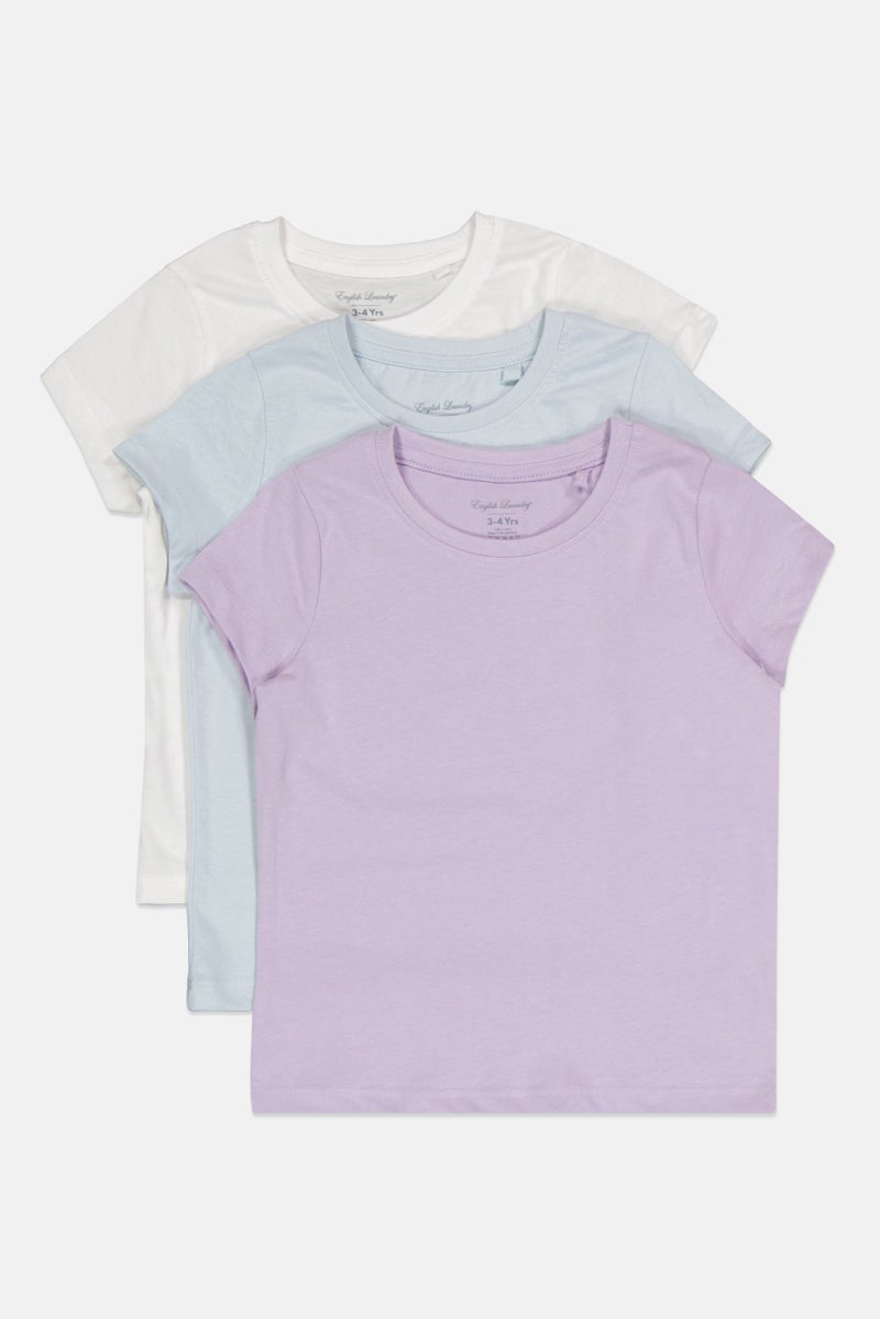 English Laundry Toddlers Girl 3 Packs Crew Neck Short Sleeves Solid T-Shirt Set, Multicolor - Image 1