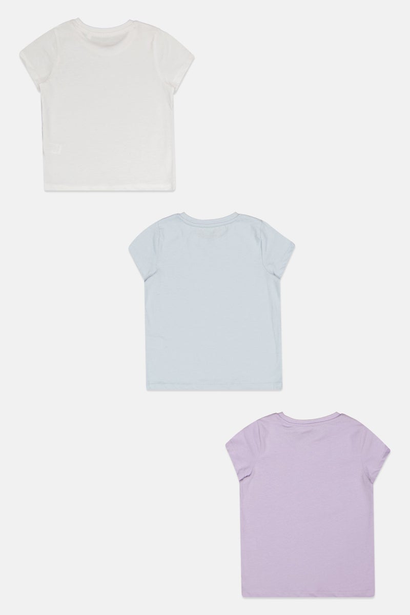 English Laundry Toddlers Girl 3 Packs Crew Neck Short Sleeves Solid T-Shirt Set, Multicolor - Image 3