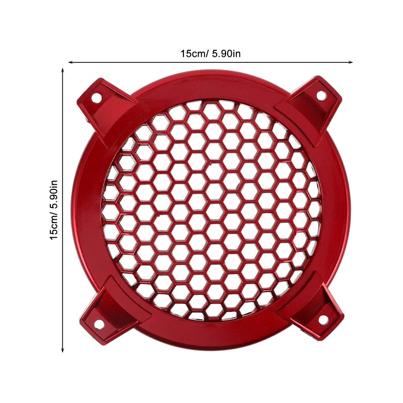Car Audio Speaker Covers Plastic Mesh Round Speaker Grill Cover Sound Optimization 4 Inch Automotive Design Red 2Pcs - Image 2
