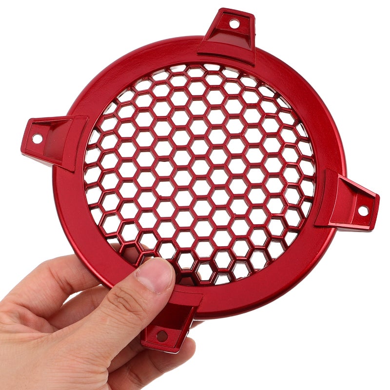 Car Audio Speaker Covers Plastic Mesh Round Speaker Grill Cover Sound Optimization 4 Inch Automotive Design Red 2Pcs - Image 3
