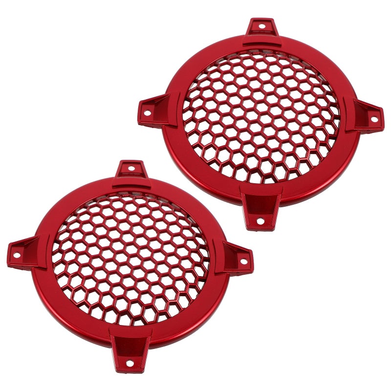 Car Audio Speaker Covers Plastic Mesh Round Speaker Grill Cover Sound Optimization 4 Inch Automotive Design Red 2Pcs - Image 4