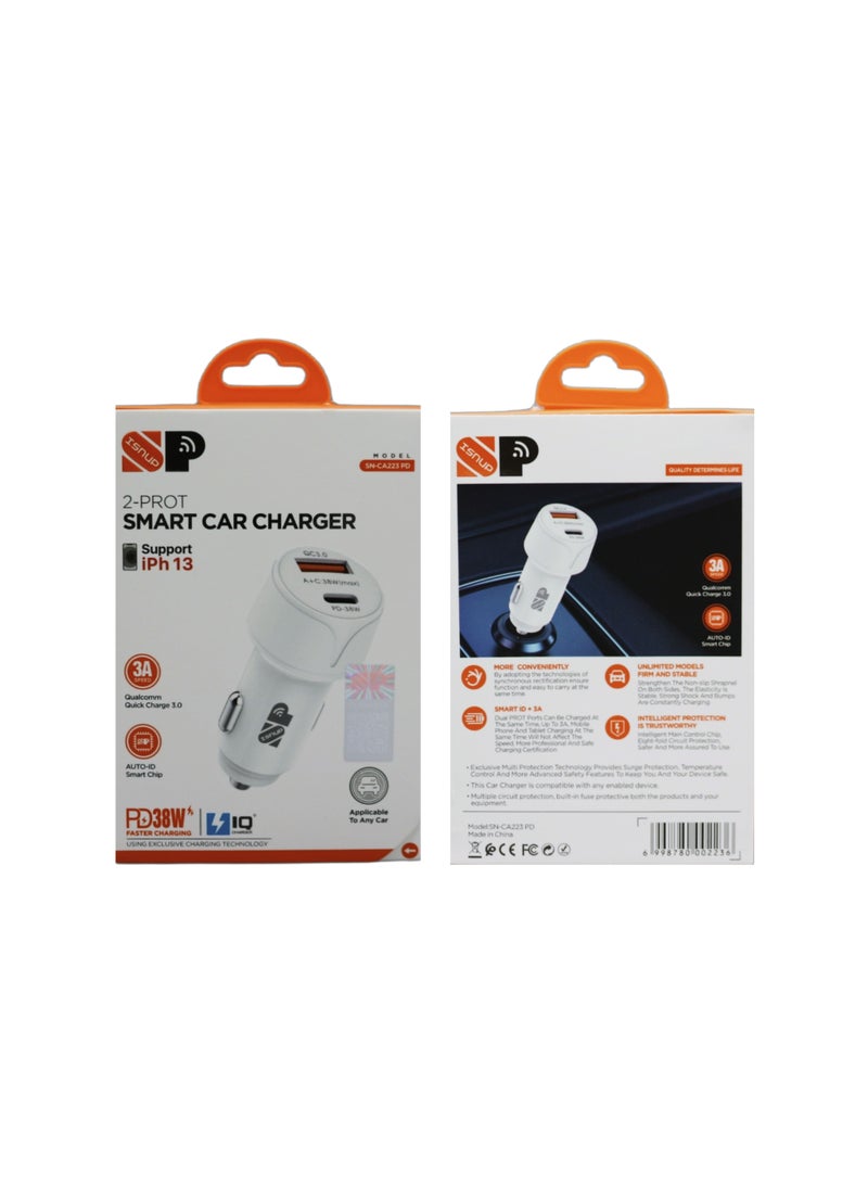 سناب راس شاحن سيارة سريع بمنفذين PD- USB 38W - Image 3