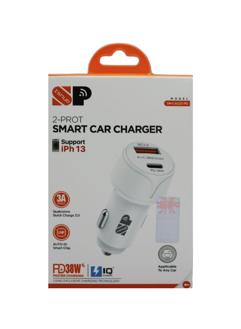 سناب راس شاحن سيارة سريع بمنفذين PD- USB 38W - Image 2