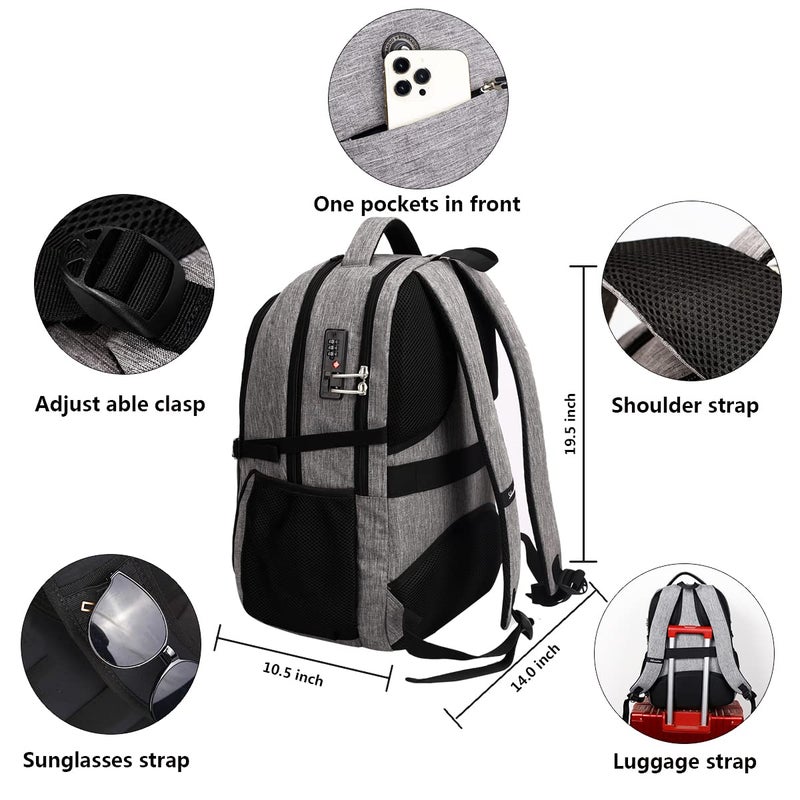 SHRRADOO Travel Laptop Backpack, Business Anti Theft Slim Durable Laptops Backpack with USB Charging Port, College High School Computer Bag for Men Women Fits 17 Inch Notebook - Image 4