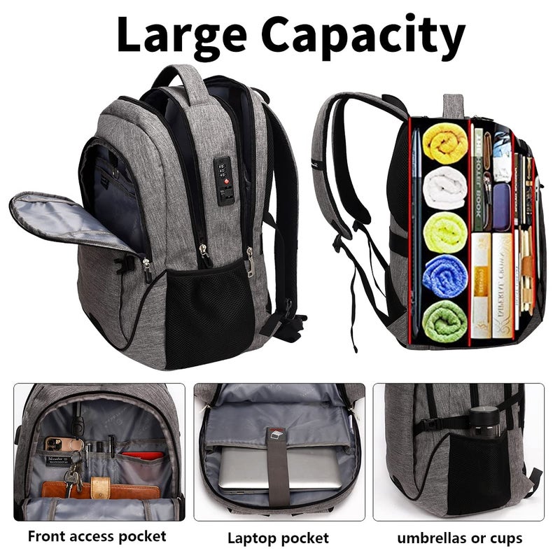 SHRRADOO Travel Laptop Backpack, Business Anti Theft Slim Durable Laptops Backpack with USB Charging Port, College High School Computer Bag for Men Women Fits 17 Inch Notebook - Image 5