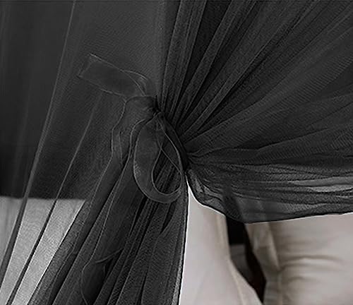 Kertnic Mosquito Net Bed Canopy for Girls, Princess Canopy Bed Curtain Fine Sheer Mesh Dome Bed Canopies, Kids & Adults Lace Tent for Twin Full Queen King Bed (Black) - Image 5